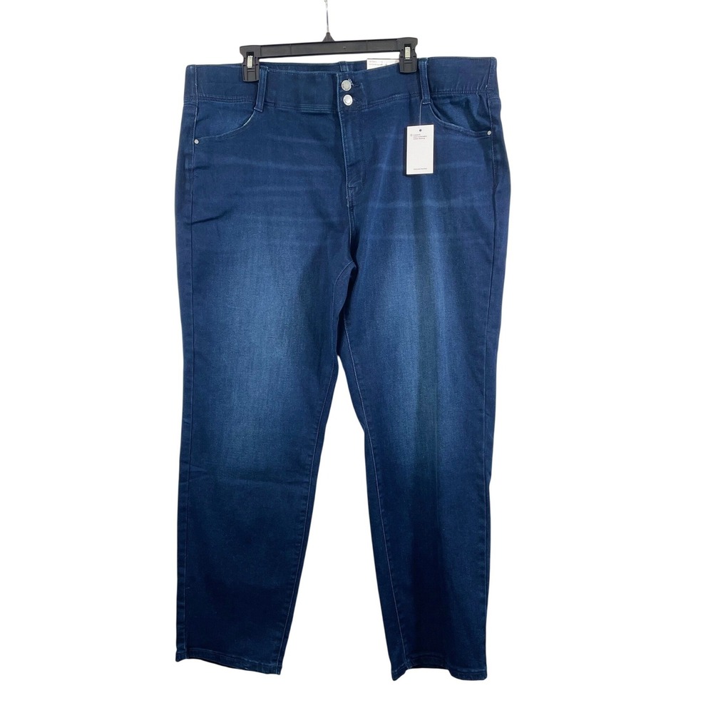 Nine West Mid Rise Straight Jeans Womens 18W Blue NWT Tummy Control Slim Stretch